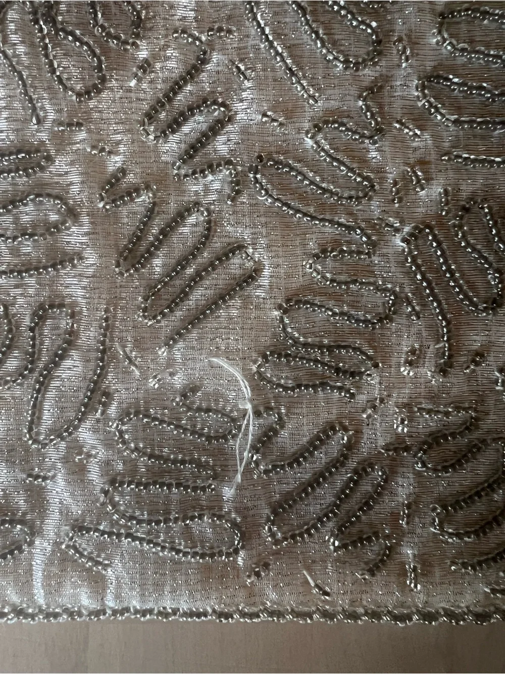 Vintage Cream Beaded Chain Shoulder Bag